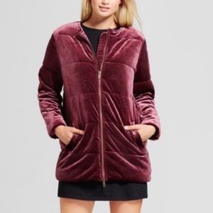 NWOT Who What Wear Velvet Puffer Jacket